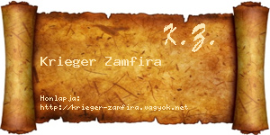 Krieger Zamfira névjegykártya
